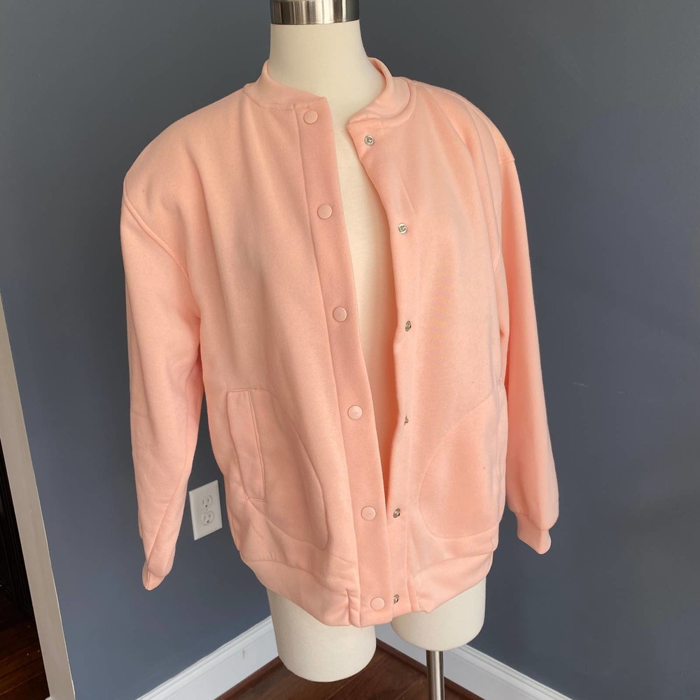 Varsity Style Button Down Sweatshirt Jacket - image 4